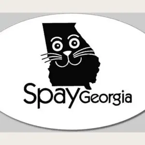 Black cat face shaped like Georgia state