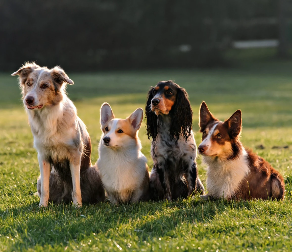 Group of dogs in a field